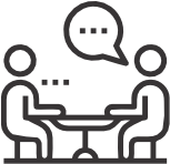 Ícone representando Consultoria, com símbolo de gráfico e análise